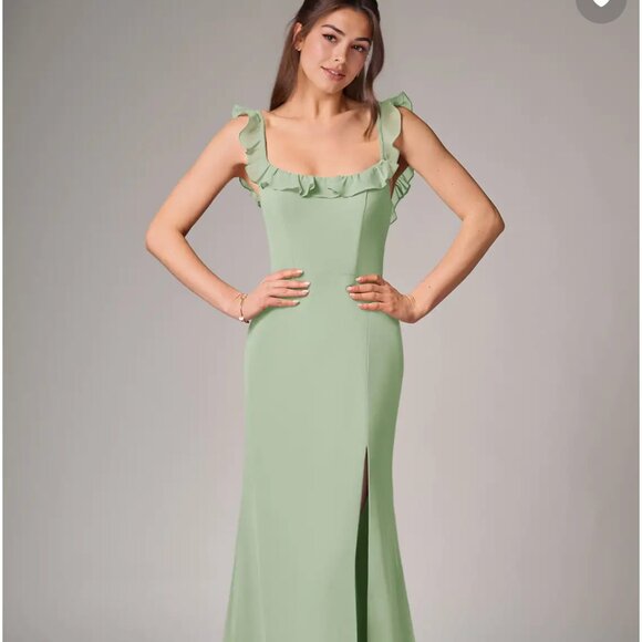 Azazie Callie Dusty Sage Dress - Picture 5 of 15